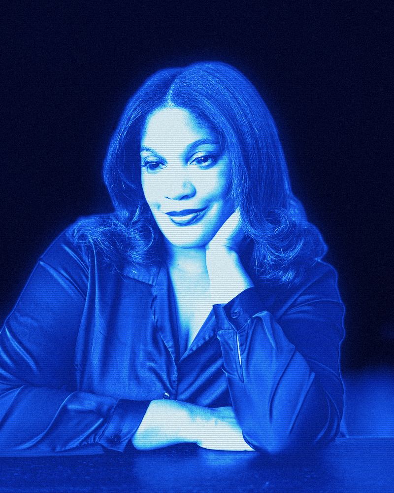 Indi, founder of Indi Infrared, in a blue infrared photo treatment